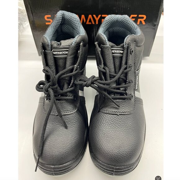 NEW Safewaypower Men's Steel Toe Boots Slip-Resistant in Black Size 10 - Picture 1 of 5